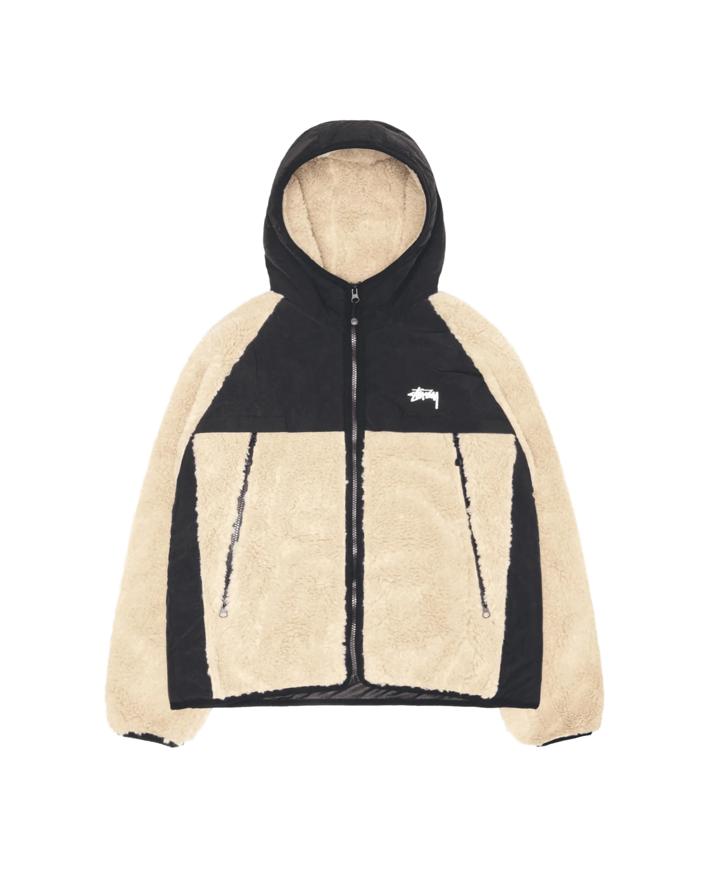 SHERPA PANELED HOODED JACKET