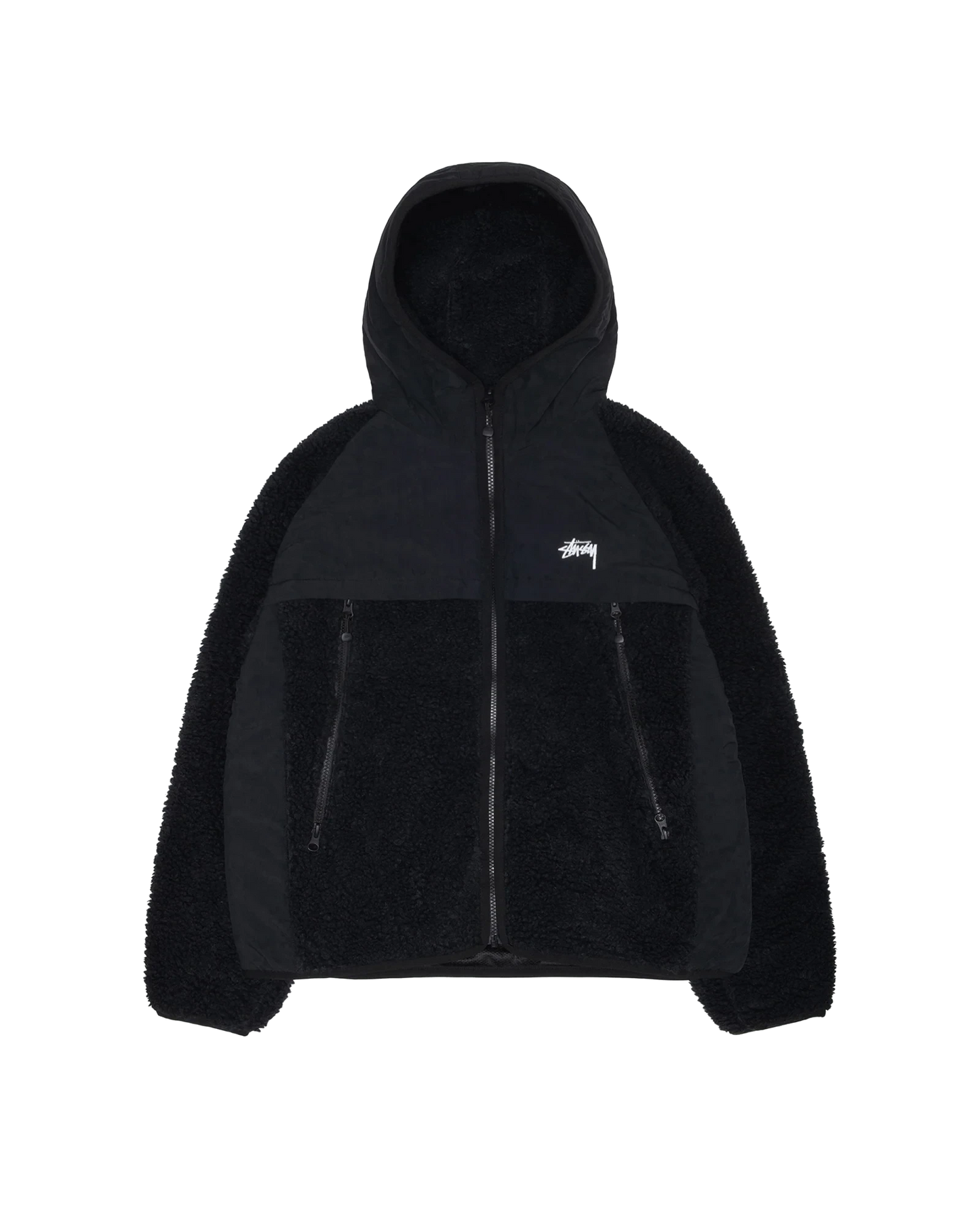 SHERPA PANELED HOODED JACKET