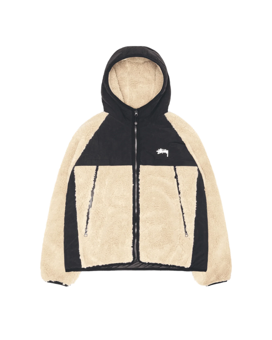 SHERPA PANELED HOODED JACKET